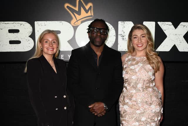 Harrogate's Rachel Woolford pictured with The Apprentice finalist Tre Lowe and 2023 winner Marnie Swindells at the latter's Bronx Boxing Gym expansion launch, in association with Press Box PR and Prime Time Lager. (Picture contributed)