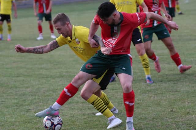 Sam Clothier was on target as Harrogate Railway beat Worsbrough Bridge Athletic 3-0 on the opening day of 2025/26. Picture: Craig Dinsdale