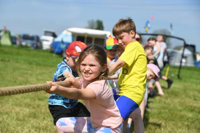 It got very competitive in the children's tug-o-war competition in the Sports Zone at the festival