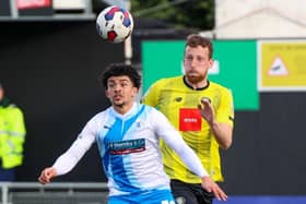 Harrogate Town centre-half Tom Eastman in action during Saturday's 1-0 win over Barrow. Pictures: Matt Kirkham