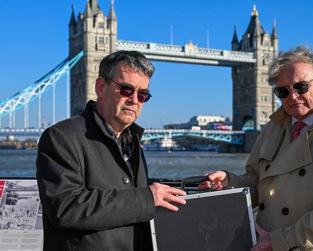 I spy with...Mick Herron, 2025 Theakston Old Peculier Crime Writing Festival Programming Chair, and bestselling author behind the Slow Horses TV series, with Title sponsor, Simon Theakston, Chairman of T&R Theakston Ltd. (Picture Mike Whorley)