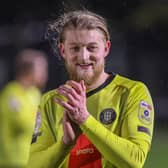 Harrogate Town striker Luke Armstrong bagged his 11th goal of the season during Tuesday evening's 1-1 draw with Northampton Town at Wetherby Road. Picture: Matt Kirkham
