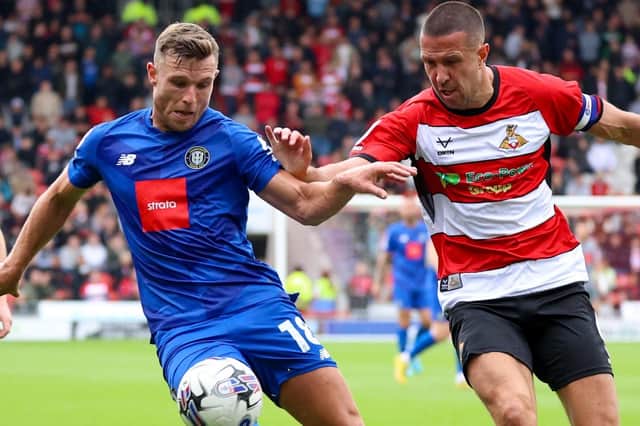 Jack Muldoon scored the only goal of the game during Harrogate Town's opening-day-of-the-season victory at Doncaster Rovers. Pictures: Matt Kirkham