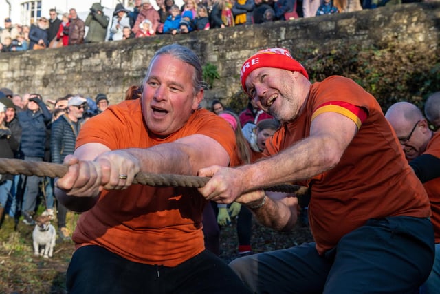 People pull together to compete.