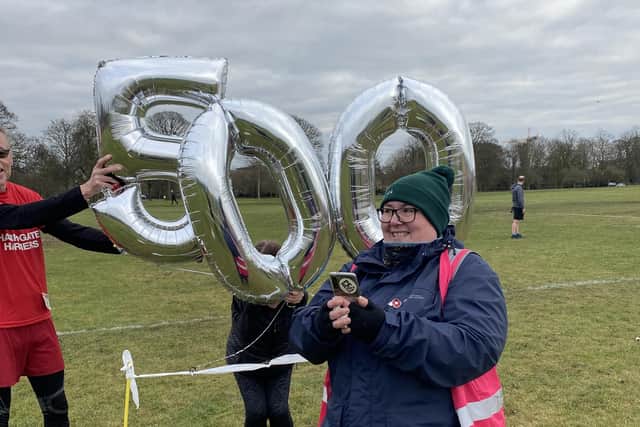 Incredible volunteer - Harrogate school teacher Fiona Barkley who has accomplished 500 supporting roles at Parkrun.