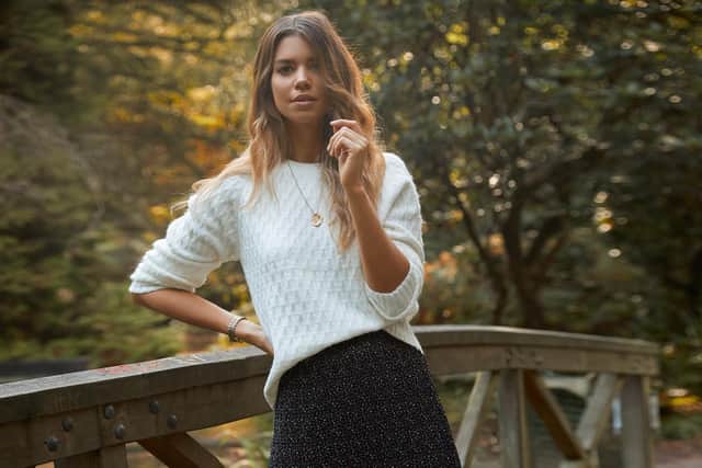 Helene cream jumper paired with Lisette skirt - a perfect winter wardrobe combination from Aurélie