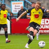 Luke Armstrong fires home the last of his four goals during Harrogate Town's 6-1 success over South Shields. Pictures: Matt Kirkham