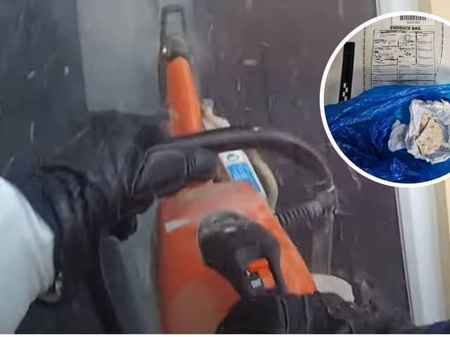 Watch the moment police saw through door to raid drug dealer’s home 