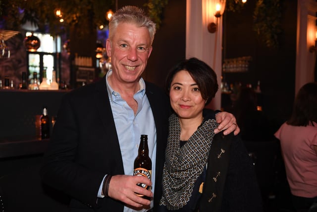 Jez Willard and Hiromi Willard enjoying a celebratory drink at the Pickled Sprout