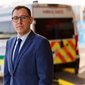 Tom Gordon, Liberal Democrat Parliamentary candidate for Harrogate & Knaresborough, outside Harrogate District Hospital.