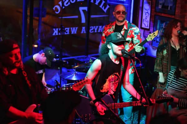 Harrogate’s George Farrar, a multi-talented professional musician and drummer in Queen Extravaganza, performing at The Stronger Together Concert fundraiser in the Blues Bar, Harrogate. (Picture contributed)