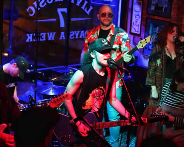 Harrogate’s George Farrar, a multi-talented professional musician and drummer in Queen Extravaganza, performing at The Stronger Together Concert fundraiser in the Blues Bar, Harrogate. (Picture contributed)
