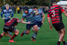 Ripon RUFC on the attack during Saturday's Yorkshire One showdown with Huddersfield Laund Hill. Picture: Submitted