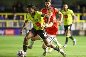 Sam Folarin made his Harrogate Town debut during Tuesday night's 1-0 home defeat to Salford City. Pictures: Matt Kirkham