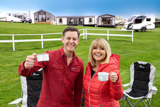 TV presenters Matt Baker MBE and Christine Talbot launching the Great Holiday Home Show which will be held at the Great Yorkshire Showground in Harrogate this year.