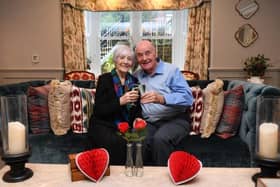 Happy couple Kathleen Wainwright (85) and Geoff Fawcett  90) who met at Anchor’s The Manor House care home in Harrogate. (Picture contributed)