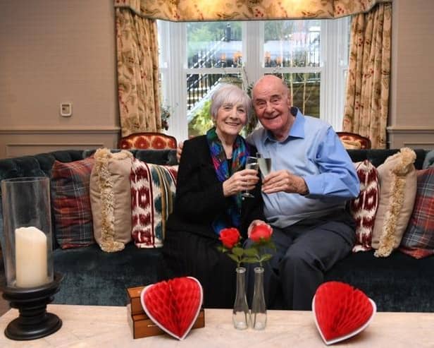 Happy couple Kathleen Wainwright (85) and Geoff Fawcett  90) who met at Anchor’s The Manor House care home in Harrogate. (Picture contributed)