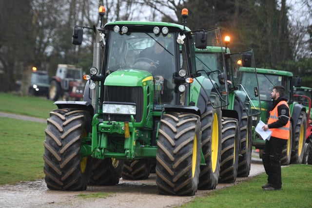 The hundreds of tractors arriving at the Great Yorkshire Showground ahead of the 25-mile route across the district
