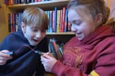 Max and Maya learning with micro:bits, which they borrowed from a North Yorkshire Library. British Science Week is showcasing the STEM subjects of science, technology, engineering and maths.