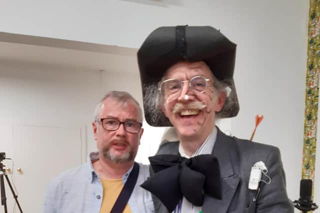 Turner Prize winner Martin Creed, right, at Harrogate’s Mercer Gallery last Sunday with the Harrogate Advertiser's Graham Chalmers.
