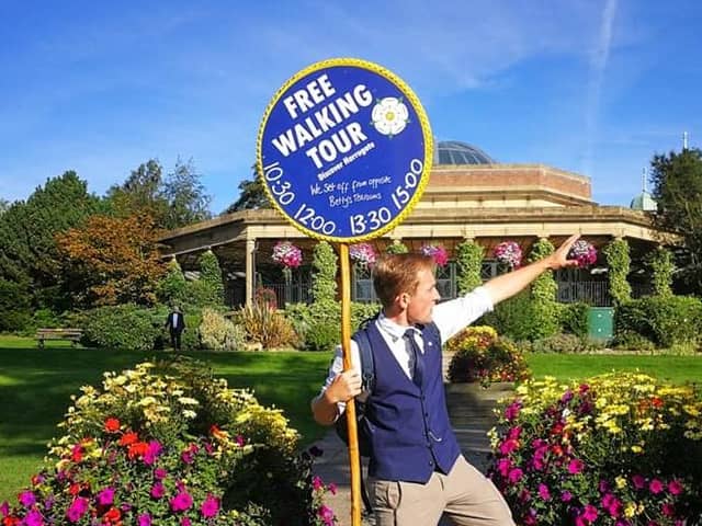 Recognised for his dapper blue waistcoat and rolled-up shirt sleeves, Harry Satloka has made Harrogate Free Walking Tours a ‘must do’ for visitors since he first had the idea nearly eight years. (Picture contributed)