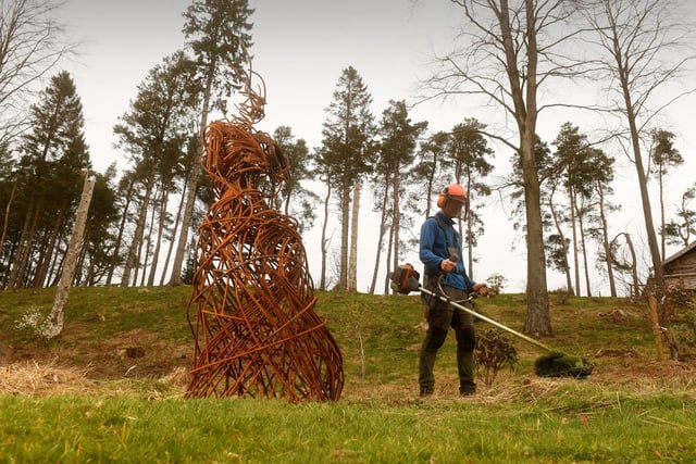 Gardener Josh Knight carrying out maintenance work