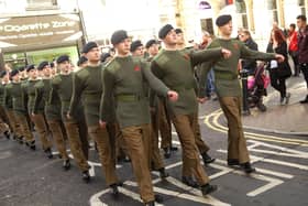 Flashback - Junior soldiers march into Knaresborough market place as part of the town's Remembrance Day activities. (Picture National World 1611131AM2)