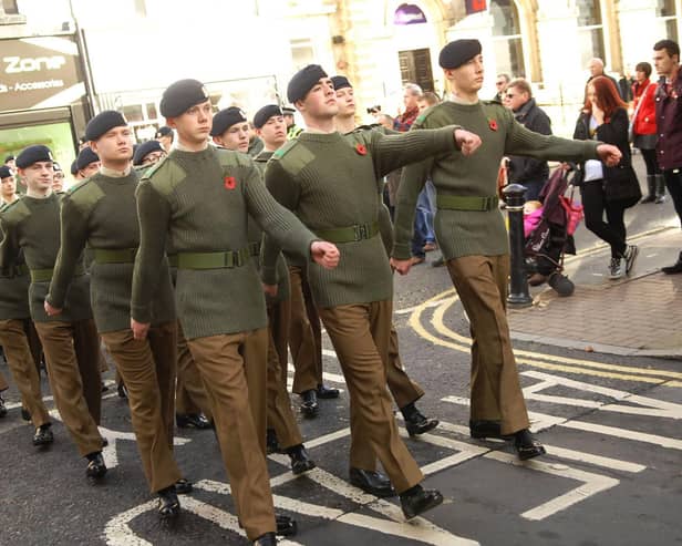 Flashback - Junior soldiers march into Knaresborough market place as part of the town's Remembrance Day activities. (Picture National World 1611131AM2)