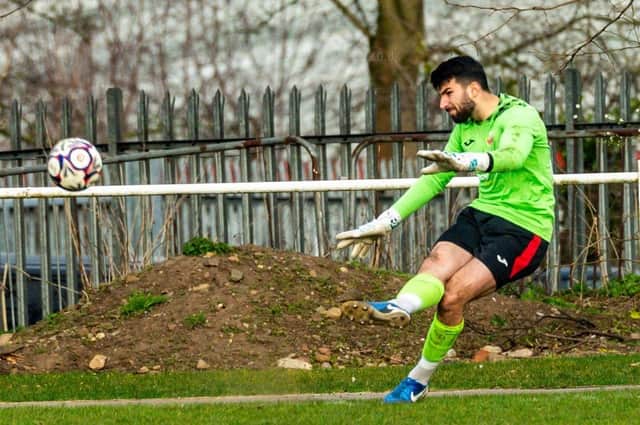 Knaresborough Town goalkeeper Tommy Brown was a busy man before Saturday's game at Handsworth was abandoned. Picture: Graham Finney/Knaresborough Town AFC