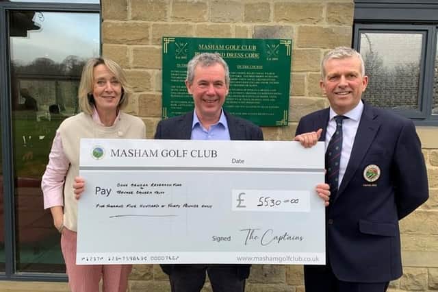 Masham Golf Club charity presentation, from left, Penny Nicklas, Chris Verity and Will I’Anson. Picture: Submitted