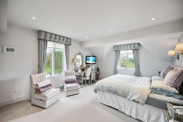 One of the spacious double bedrooms, with lovely views.