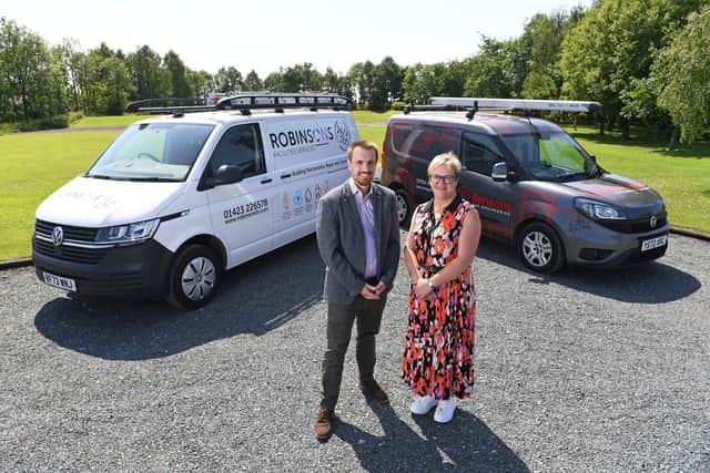 Major moment for two firms with Harrogate roots - Robinsons Managing Director Luke Kitchen with Bensons Gas Engineering's  Managing Director, Helen Culloden. (Picture contributed)