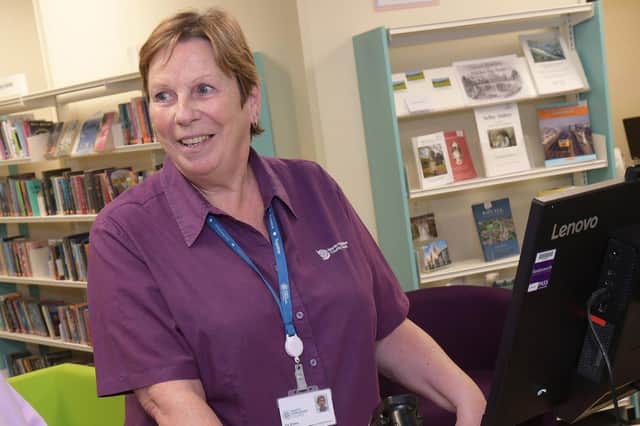 Selby library supervisor Mrs Vivienne Sharp ready to welcome people and help them redeem their Household Support Fund vouchers