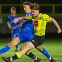 Finn O'Boyle fired Harrogate Town U18s into an early lead in their FA Youth Cup clash with Stockport County at the EnviroVent Stadium. Pictures: Matt Kirkham
