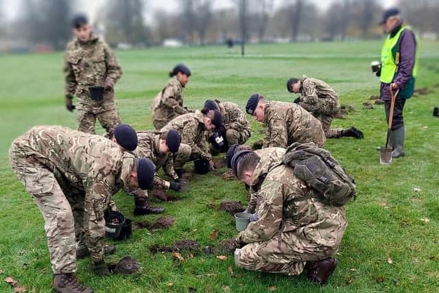 Junior soldiers from the Army Foundation College have planted 10,000 white crocuses on the Stray in Harrogate