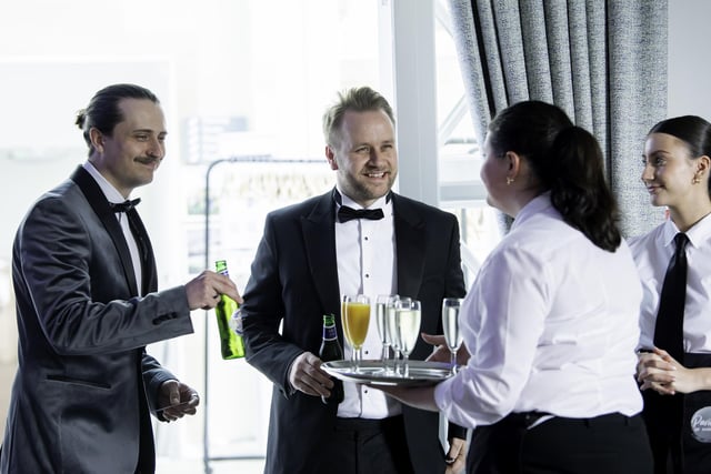 Guests arrive and mingle at the awards drinks reception