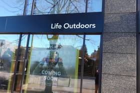 A notice has appeared amid scaffolding at the site at 47 Station Parade in Harrogate announcing the forthcoming opening of a new shop. (Picture Graham Chalmers)