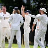 Goldsborough CC celebrate a wicket for Graham Shorter during his side's Theakston Nidderdale League win over Darley. Pictures: Gerard Binks