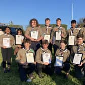 Winning Yorkshire Scouts, including two students from Harrogate. Back row, from left: Shriyaa Papanna, Anika Mohandas, William Rushton, Benjamin Pettifor, Rory Cobb, Ashaz Hossain-Ibrahim and Matthew White Front row from left: Oliver Smith, Oliver Harper, Amelie McDermott-Boulton, Adam Turner.
