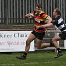 Kristan Dobson scored Harrogate RUFC's fourth try during Saturday's derby win over Otley. Picture: Daniel Kerr