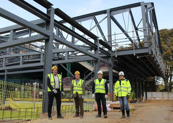 New Knaresborough Leisure and Wellness Centre takes shape - Coun Stanley Lumley, Coun Phil Ireland, Alliance Leisure business development manager Sean Nolan and ISG project manager Julian Donnelly.