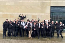 Celebrating - As a result of its success in the regional finals, Harrogate's Tewit Silver Band will now compete in the National Championships in Cheltenham in September. (Picture contributed)