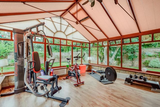 The versatile conservatory space has been used as a gym in recent times.