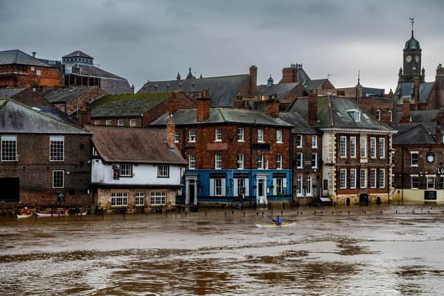The River Ouse in York flooded resulting in properties being hit from Lendal Bridge to Millennium Bridge. (Picture James Hardisty)