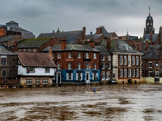 The River Ouse in York flooded resulting in properties being hit from Lendal Bridge to Millennium Bridge. (Picture James Hardisty)