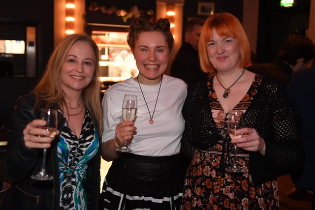 Danielle Wintersgill, Yuliia Vrublevska and Sarah Ward enjoying a celebratory drink at the Pickled Sprout