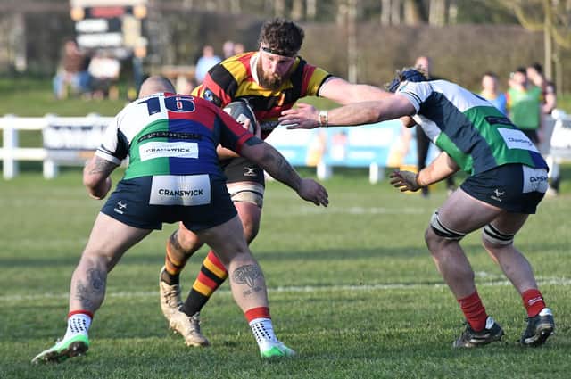 Harrogate RUFC captain Sam Brady scored two crucial tries during Saturday's 35-23 home win over Hull Ionians. Picture: Daniel Kerr