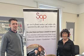 Flashback to King's Coronation celebration for 60 Supporting Older People members - Harrogate RoundTable past president Alan Fisher and SOP's Director Kate Rogata. (Picture SOP)