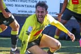 Levi Sutton celebrates after netting Harrogate Town's stoppage-time equaliser against AFC Wimbledon. Picture: Matt Kirkham