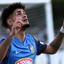 Junayd Cassius-Gill celebrates after firing Tadcaster Albion into a 10th-minute lead against Knaresborough Town. Pictures: Craig Dinsdale
